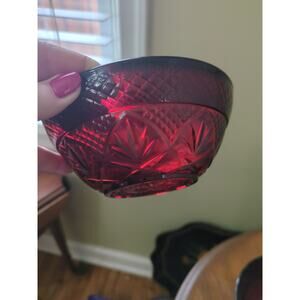 Pair Vintage Ruby Red Cristal D Arques Salad Bowls